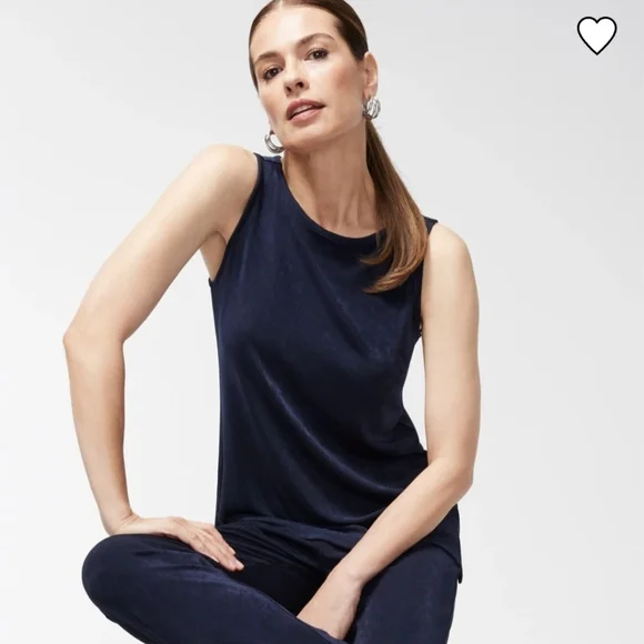 Chicos Easywear Navy Sleeveless 2 Pc Tank Pant Set Sz 0 1 Short *V - Picture 2 of 8